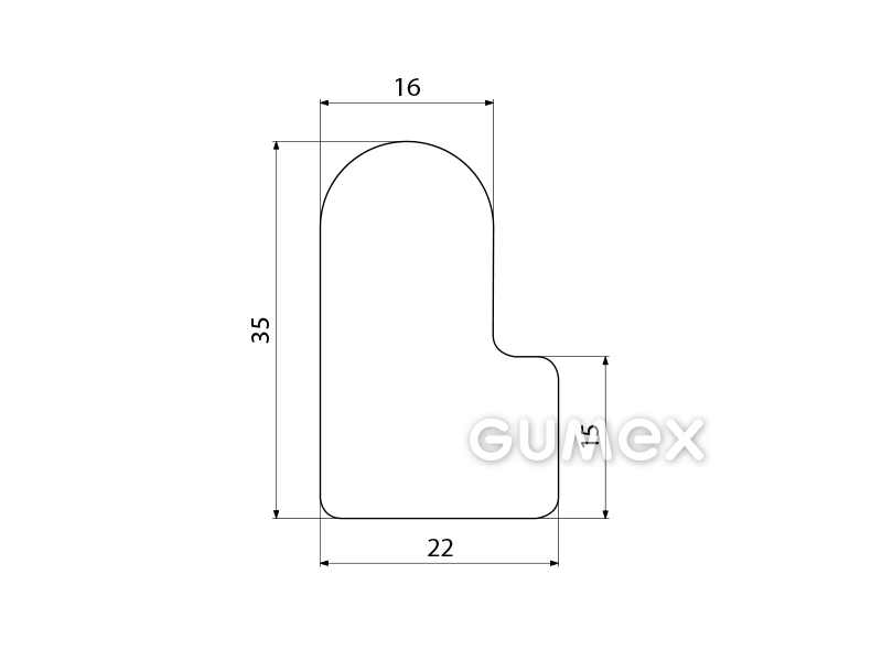 Silikonový profil tvaru "L", 35x22/15mm, 70°ShA, -60°C/+180°C, bílý